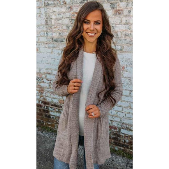 Barefoot Dreams Sweaters - Barefoot Dreams Taupe Driftwood Montecito Cozy Chic Lite Cardigan Size Small